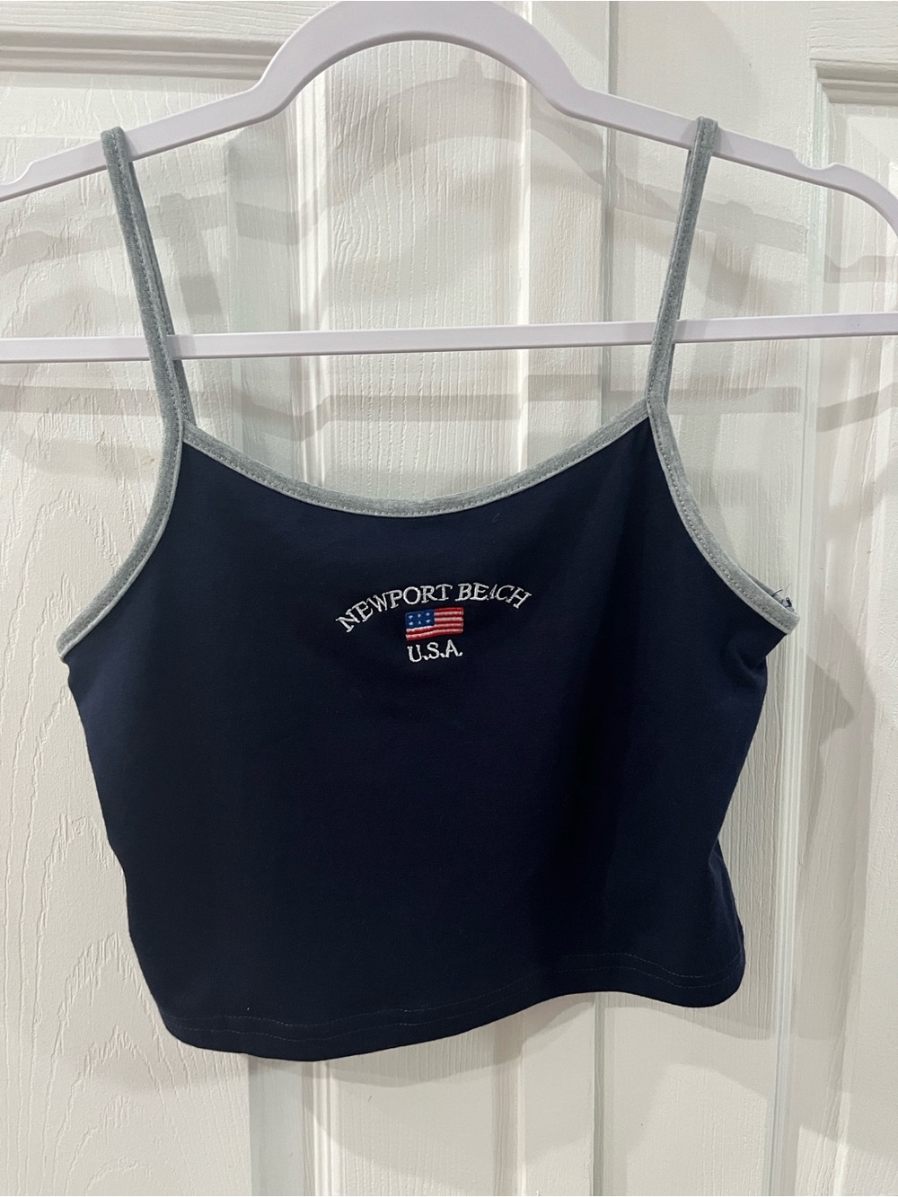 Newport Beach Navy Cropped Camisole with Gray Trim